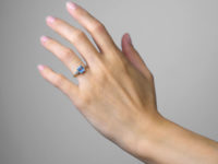 Art Deco 18ct Gold, Rectangular Aquamarine & Diamond Ring