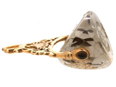 Georgian 18ct Gold Triple Sided Rock Crystal Seal with Carved Crest Intaglios