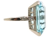 Large 18ct White Gold Rectangular Aquamarine Ring