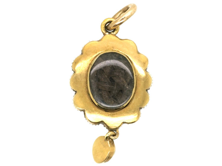 Victorian 15ct Gold Garnet & Natural Split Pearl Pendant