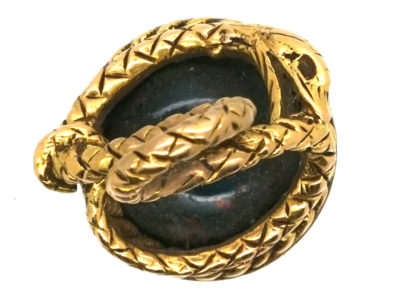 Georgian 18ct Gold Bloodstone Seal with Crown & Monogram Intaglio
