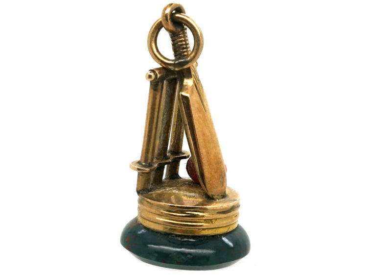 Victorian 15ct Gold Cricket Seal with Bloodstone Base