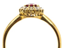 Edwardian 18ct Gold, Ruby & Diamond Cluster Ring
