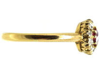 Edwardian 18ct Gold, Ruby & Diamond Cluster Ring
