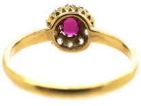 Edwardian 18ct Gold, Ruby & Diamond Cluster Ring