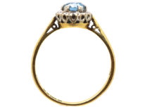 18ct Gold Aquamarine & Diamond Oval Cluster Ring