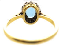 18ct Gold Aquamarine & Diamond Oval Cluster Ring