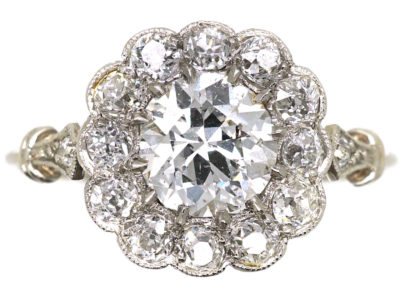 Edwardian Platinum & Diamond Cluster Ring