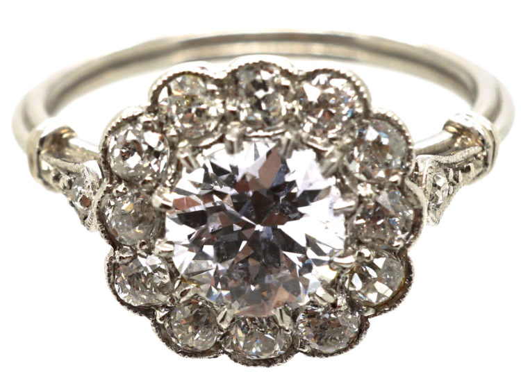 Edwardian Platinum & Diamond Cluster Ring