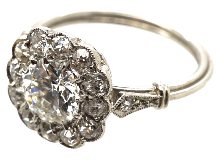 Edwardian Platinum & Diamond Cluster Ring