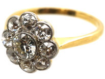 Edwardian 18ct Gold & Platinum Large Diamond Daisy Cluster Ring