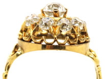 Victorian 18ct Gold & Diamond Large Cluster Ring