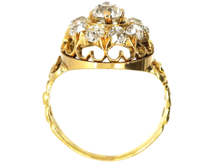 Victorian 18ct Gold & Diamond Large Cluster Ring