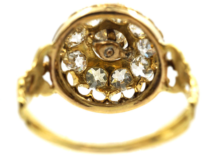 Victorian 18ct Gold & Diamond Large Cluster Ring