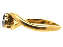 Edwardian 18ct Gold, Sapphire & Diamond Crossover Ring