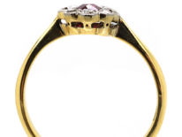 Edwardian 18ct Gold & Platinum, Ruby & Diamond Cluster Ring