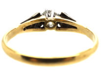 Art Deco 18ct Gold & Platinum, Diamond Solitaire Ring with Diamond Set Shoulders