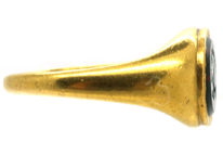 Georgian 18ct Gold Bloodstone Signet Ring with Bird & Envelope Intaglio