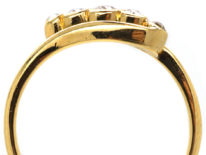 Edwardian 18ct Gold & Platinum Five Stone Diamond Crossover Ring