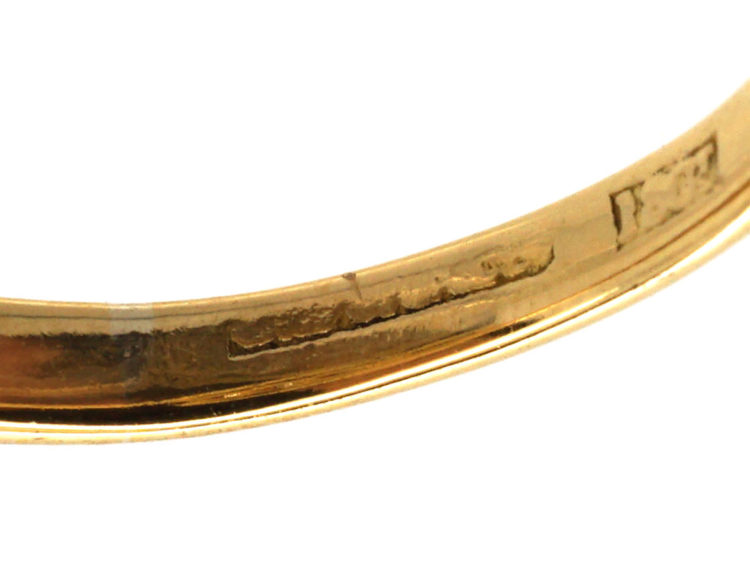 Edwardian 18ct Gold & Platinum Five Stone Diamond Crossover Ring