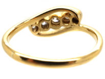 Edwardian 18ct Gold & Platinum Five Stone Diamond Crossover Ring