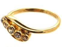 Edwardian 18ct Gold & Platinum Five Stone Diamond Crossover Ring