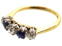 Edwardian 18ct Gold & Platinum, Five Stone Sapphire & Diamond Ring