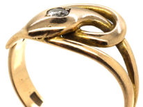 Victorian 15ct Gold & Diamond Snake Ring