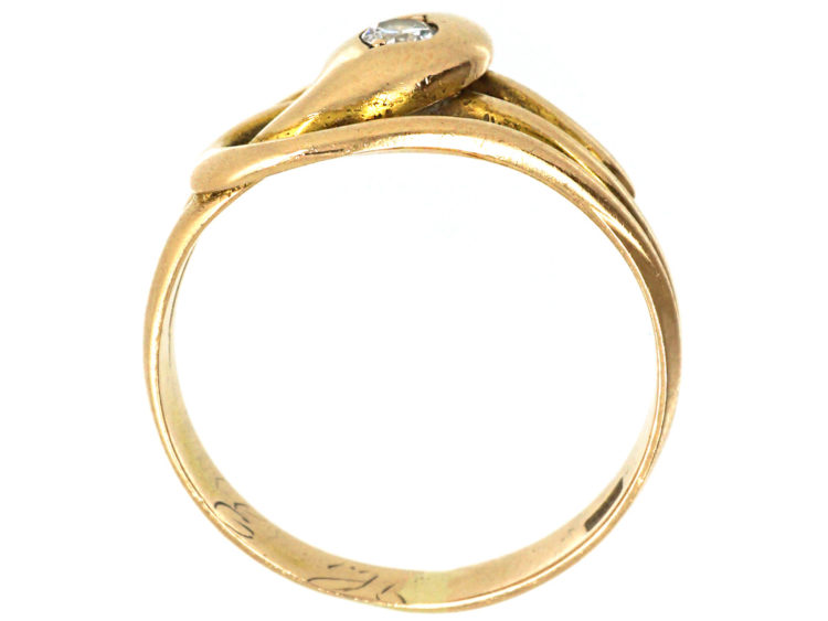 Victorian 15ct Gold & Diamond Snake Ring