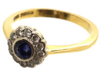 18ct Gold, Sapphire & Diamond Cluster Ring