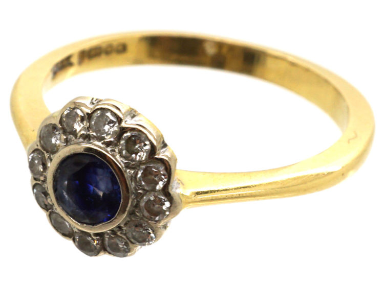 18ct Gold, Sapphire & Diamond Cluster Ring