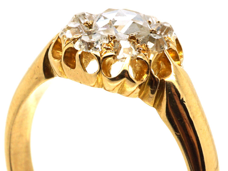 Victorian 18ct Gold & Rose Diamond Cluster Ring