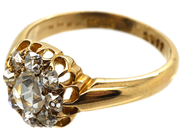 Victorian 18ct Gold & Rose Diamond Cluster Ring