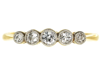 Edwardian 18ct Gold & Platinum Five Stone Diamond Ring