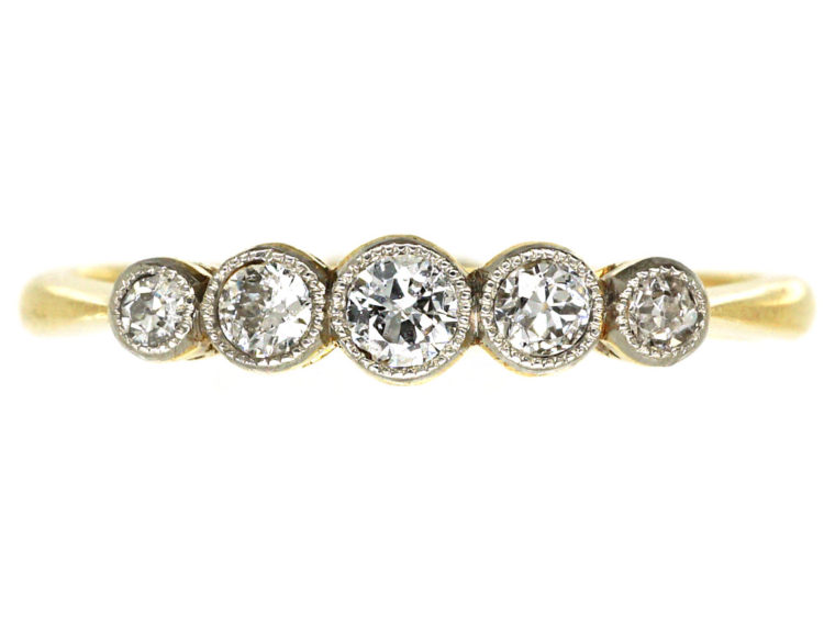 Edwardian 18ct Gold & Platinum Five Stone Diamond Ring