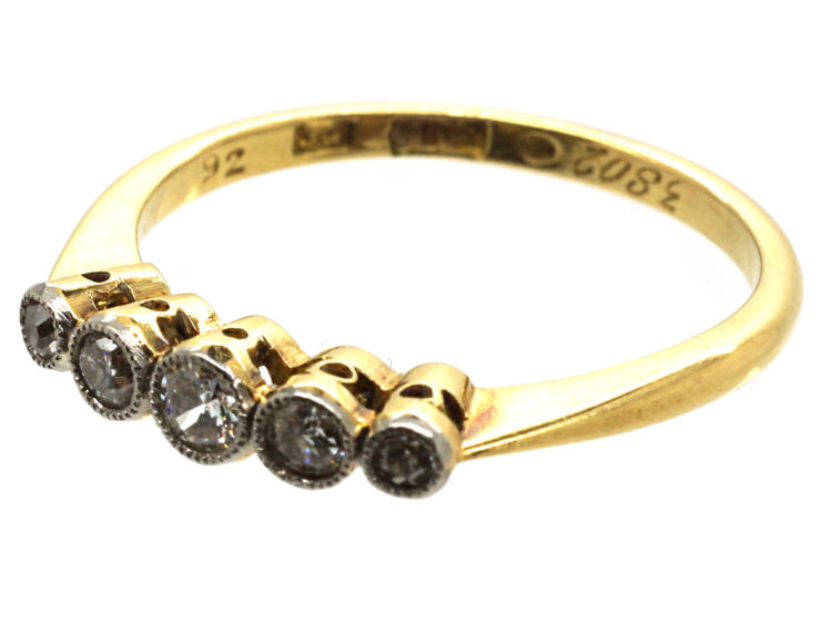 Edwardian 18ct Gold & Platinum Five Stone Diamond Ring