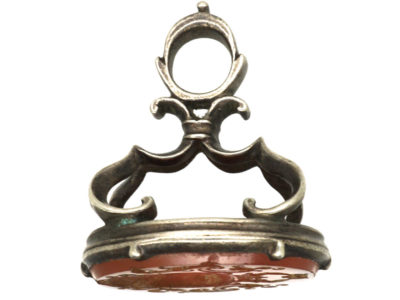 Georgian Silver Seal with Carnelian Base with a Crested Intaglio