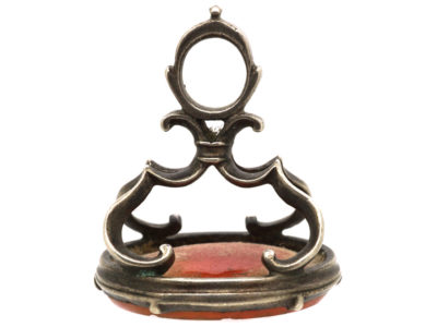Georgian Silver Seal with Carnelian Base with a Crested Intaglio