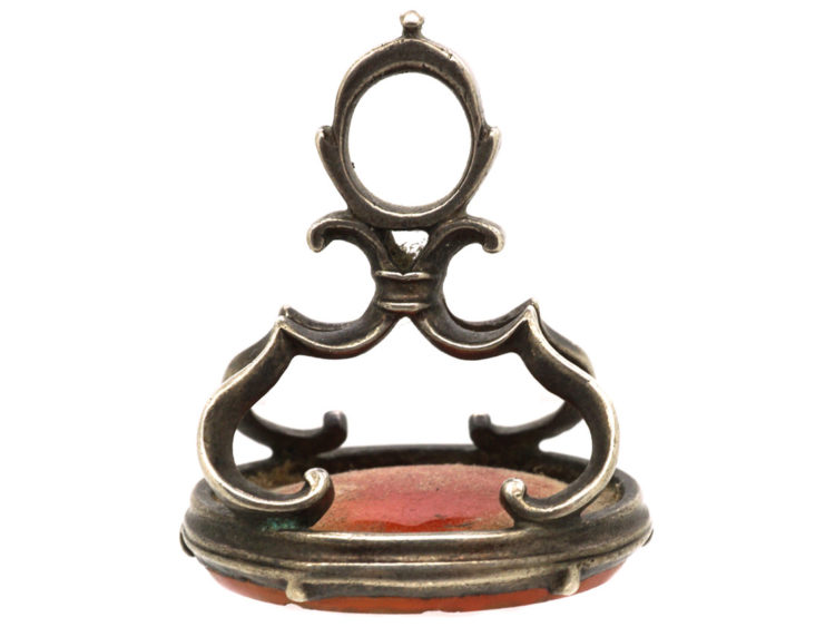 Georgian Silver Seal with Carnelian Base with a Crested Intaglio