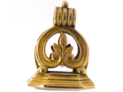 Victorian 15ct Gold Cased Seal with Chalcedony Base Intaglio of a Boar's Head