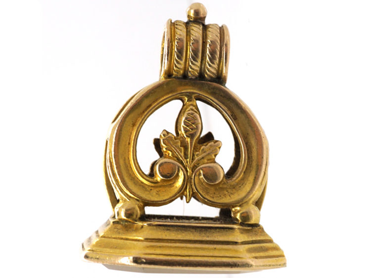 Victorian 15ct Gold Cased Seal with Chalcedony Base Intaglio of a Boar's Head