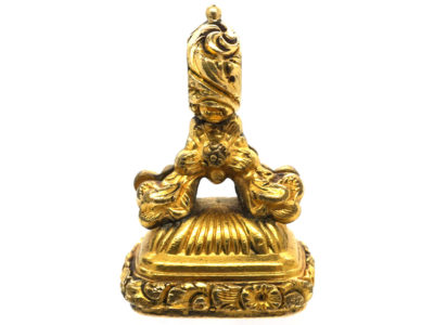 Georgian 15ct Gold & Citrine Seal with Intaglio of the name Merander