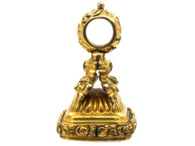 Georgian 15ct Gold & Citrine Seal with Intaglio of the name Merander