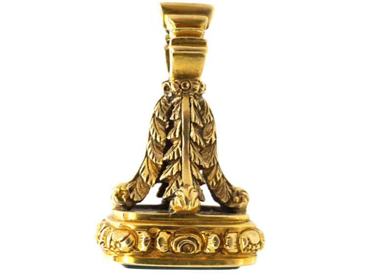 Victorian 18ct Gold Seal with Bloodstone Intaglio of a Crest