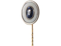 Art Deco 18ct Gold & Platinum, Sapphire & Mother of Pearl Tie Pin