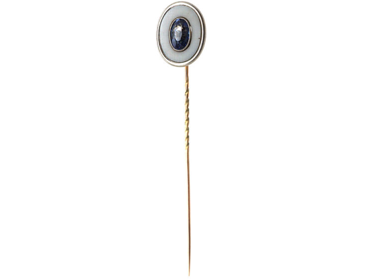 Art Deco 18ct Gold & Platinum, Sapphire & Mother of Pearl Tie Pin