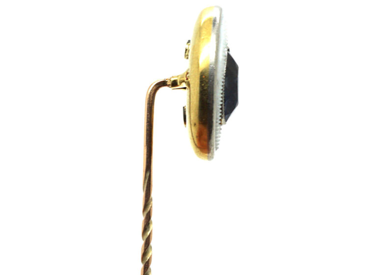 Art Deco 18ct Gold & Platinum, Sapphire & Mother of Pearl Tie Pin