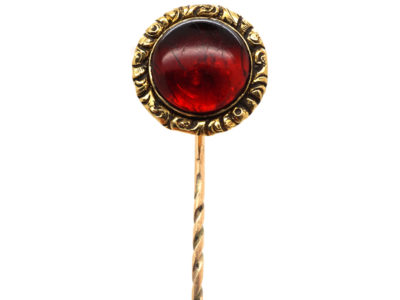 Georgian 15ct Gold Garnet Cabochon Tie Pin