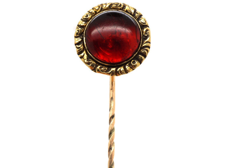 Georgian 15ct Gold Garnet Cabochon Tie Pin