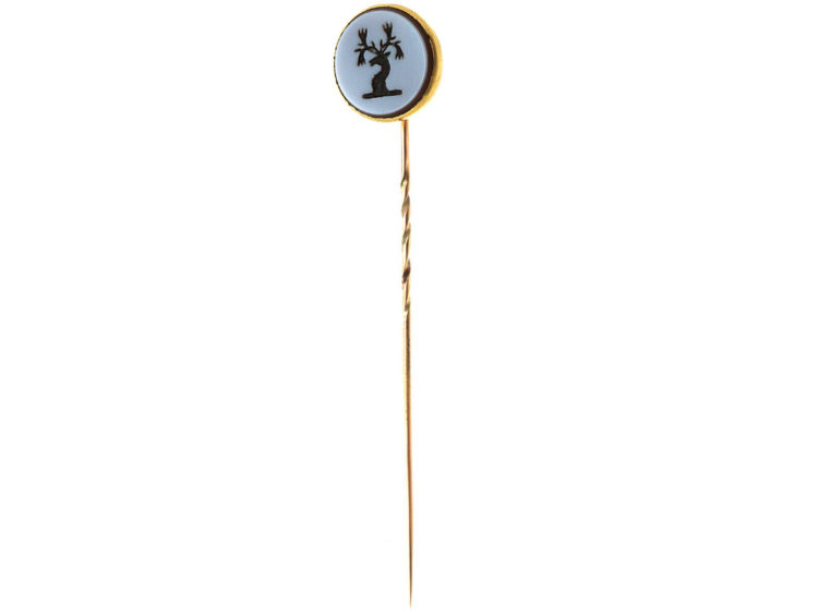 Victorian 18ct Gold & Carnelian Tie Pin with Intaglio of a Stag's Head